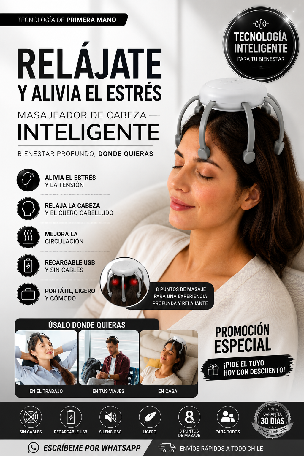Masajeador De Cabeza Pulpo Recargable
